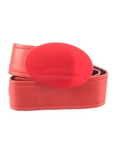 Pre-owned Christian Lacroix Leather Waist Belt In Red