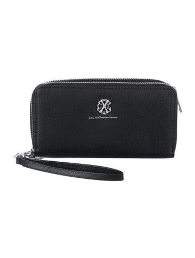 Pre-owned Christian Lacroix Leather Wristlet W/ Tags In Black