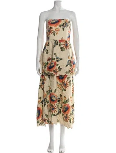 Pre-owned Christian Lacroix Linen Midi Length Dress In Multi