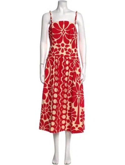 Pre-owned Christian Lacroix Linen Midi Length Dress W/ Tags In Red