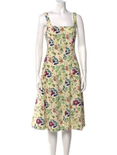 Pre-owned Christian Lacroix Linen Midi Length Dress In Yellow