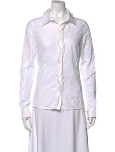 Pre-owned Christian Lacroix Long Sleeve Blouse In White
