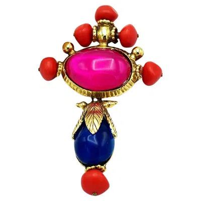 Pre-owned Christian Lacroix Magnificent Colorful Brooch By  Paris, Glass Stones, 1990's In Multi