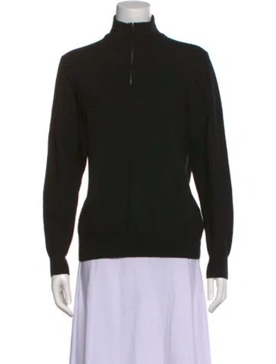 Pre-owned Christian Lacroix Merino Wool Mock Neck Sweater In Black