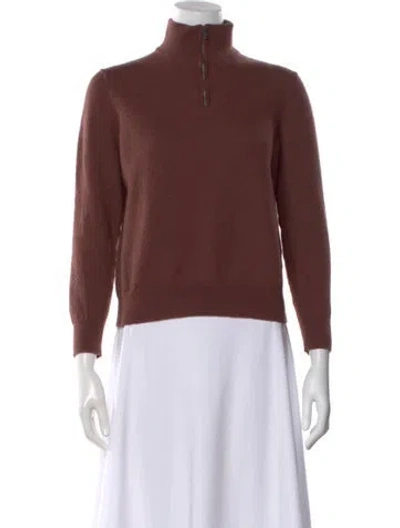 Pre-owned Christian Lacroix Merino Wool Mock Neck Sweater In Brown