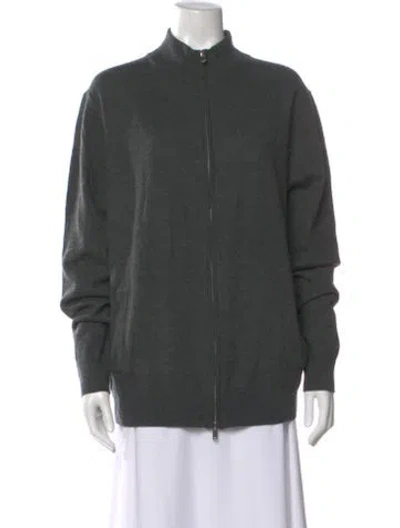 Pre-owned Christian Lacroix Merino Wool Mock Neck Sweater In Gray