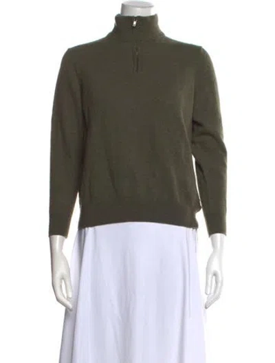 Pre-owned Christian Lacroix Merino Wool Mock Neck Sweater In Green