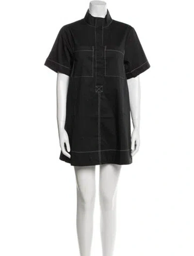 Pre-owned Christian Lacroix Mock Neck Mini Dress In Blue