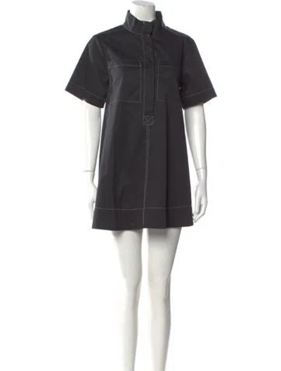 Pre-owned Christian Lacroix Mock Neck Mini Dress In Gray