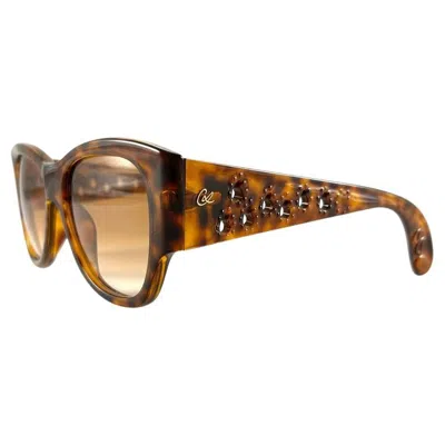 Pre-owned Christian Lacroix New Vintage  Cat Eye Tortoise & Gold 1980's France Sunglasses In Brown