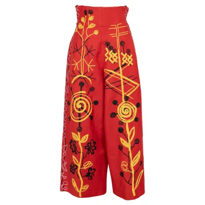 Pre-owned Christian Lacroix Orange Linen Pants Spring, 1998