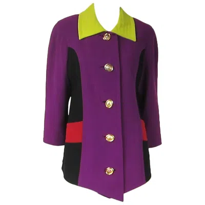 Pre-owned Christian Lacroix Paris Color Block Jacket Purple Green Red 1990s
