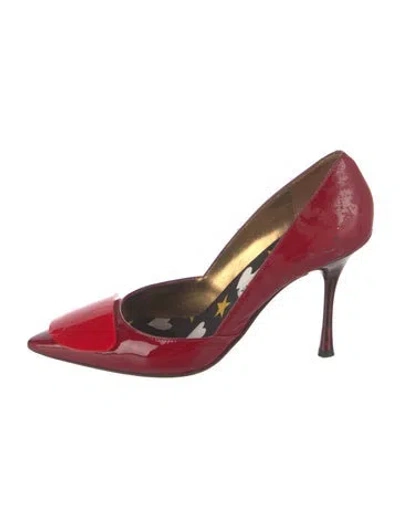 Pre-owned Christian Lacroix Patent Leather Graphic Print Pumps In Red