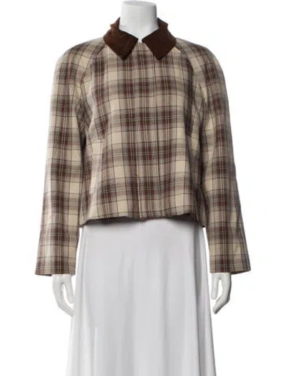 Pre-owned Christian Lacroix Plaid Print Evening Jacket W/ Tags In Brown