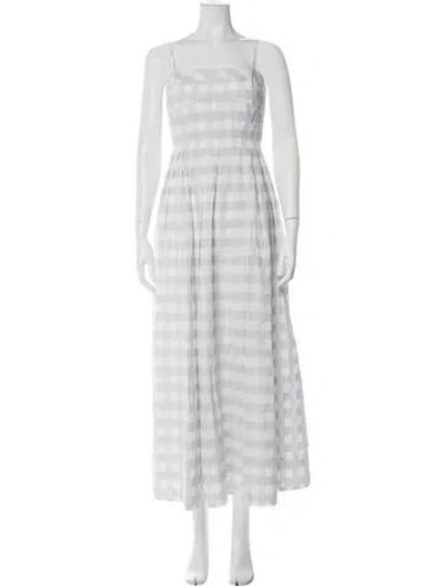Pre-owned Christian Lacroix Plaid Print Long Dress In White