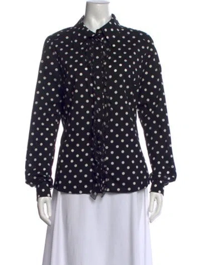 Pre-owned Christian Lacroix Polka Dot Print Long Sleeve Blouse In Black