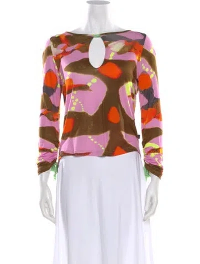 Pre-owned Christian Lacroix Printed Asymmetrical Top In Multi