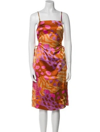 Pre-owned Christian Lacroix Printed Knee-length Dress In Orange