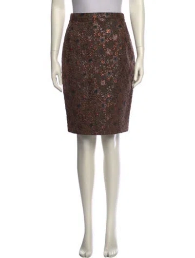 Pre-owned Christian Lacroix Printed Knee-length Skirt In Brown