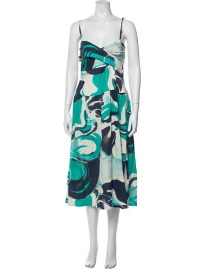 Pre-owned Christian Lacroix Printed Midi Length Dress In Green