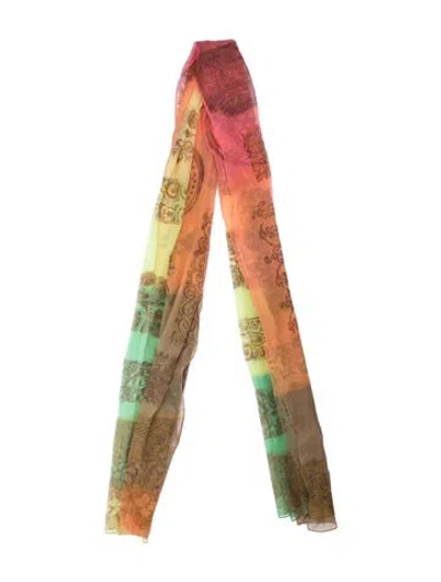 Pre-owned Christian Lacroix Printed Scarf In Green