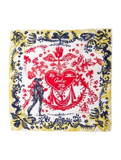 Pre-owned Christian Lacroix Printed Scarf In White