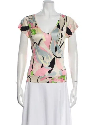Pre-owned Christian Lacroix Printed V-neck Top In Multi