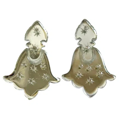 Pre-owned Christian Lacroix Rare 1980s  Mirrored Acrylic Cookie Cutter Ornament Earrings In Multi