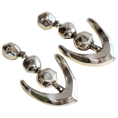 Pre-owned Christian Lacroix Runway 1980s  Futuristic Drop Earrings In Gray