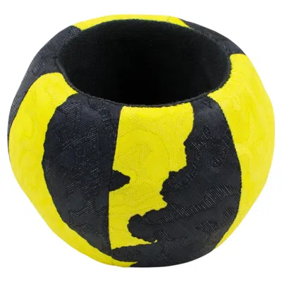 Pre-owned Christian Lacroix Runway Bracelet Bangle Yellow And Black Silky Fabric