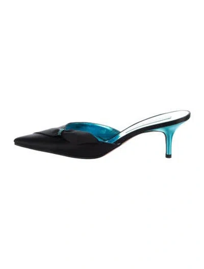 Pre-owned Christian Lacroix Satin Bow Accents Mules In Black