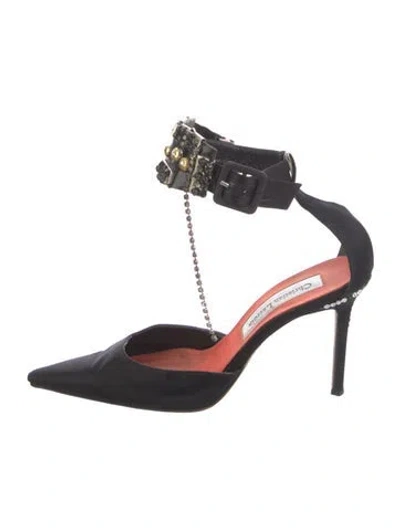Pre-owned Christian Lacroix Satin Crystal Embellishments Pumps In Black