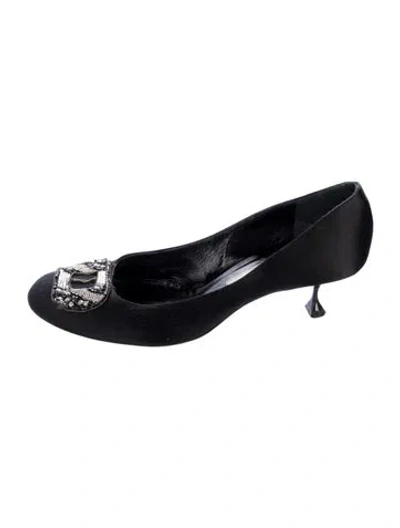 Pre-owned Christian Lacroix Satin Pumps In Black