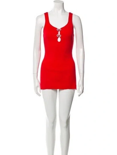 Pre-owned Christian Lacroix Scoop Neck Mini Dress In Red