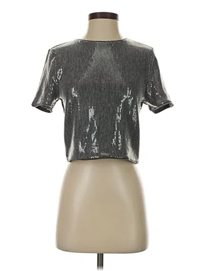 Pre-owned Christian Lacroix Short Sleeve Top Silver Metallic Pattern Mock Neckline Tops