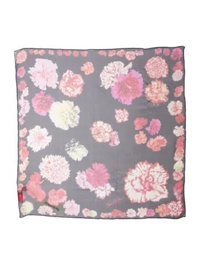 Pre-owned Christian Lacroix Silk Floral Print Scarf In Black
