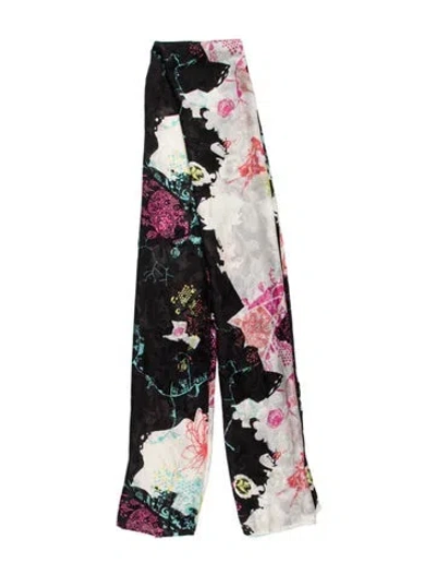 Pre-owned Christian Lacroix Silk Floral Print Scarf In Multi