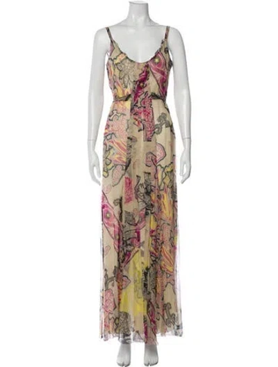Pre-owned Christian Lacroix Silk Long Dress In Neutral