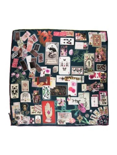 Pre-owned Christian Lacroix Silk Printed Scarf In Blue