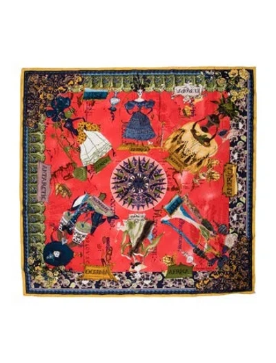 Pre-owned Christian Lacroix Silk Printed Scarf In Multi
