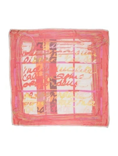 Pre-owned Christian Lacroix Silk Printed Scarf In Orange