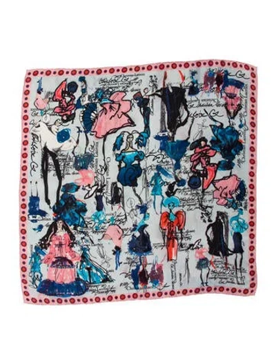 Pre-owned Christian Lacroix Silk Printed Scarf In Pink