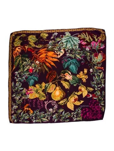 Pre-owned Christian Lacroix Silk Printed Scarf In Purple
