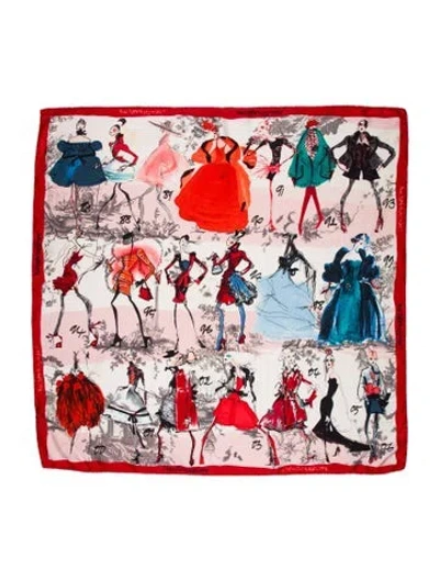 Pre-owned Christian Lacroix Silk Printed Scarf In Red