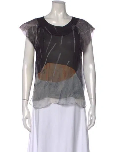 Pre-owned Christian Lacroix Silk Printed Top In Black