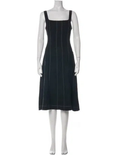 Pre-owned Christian Lacroix Square Neckline Midi Length Dress In Multi