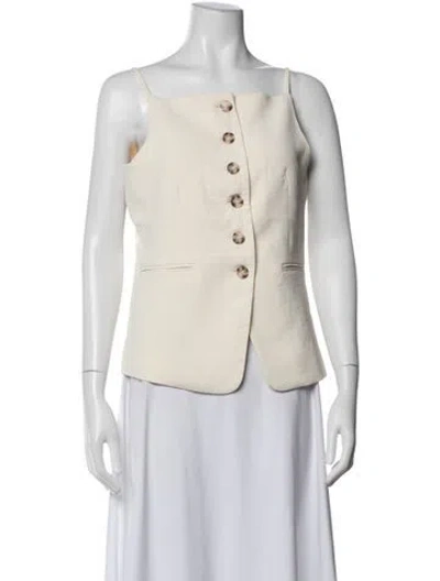 Pre-owned Christian Lacroix Square Neckline Sleeveless Button-up Top In Neutral