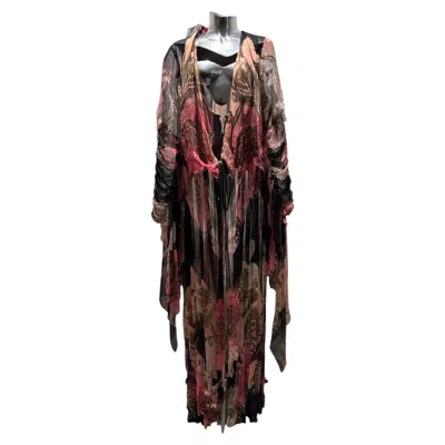 Pre-owned Christian Lacroix Ss 2006 Haute Couture (look 21) Pink & Black Floral Robe