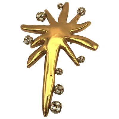 Pre-owned Christian Lacroix Star Brooch With Glittering Balls, Gold Toned Resin 1980/90s In Multi