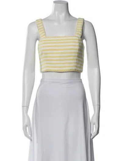 Pre-owned Christian Lacroix Striped Square Neckline Crop Top In Neutral